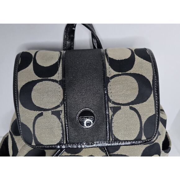 Coach Signature Brown & Tan Canvas Backpack F21928 with Coach Wristlet Beautiful - Picture 3 of 16